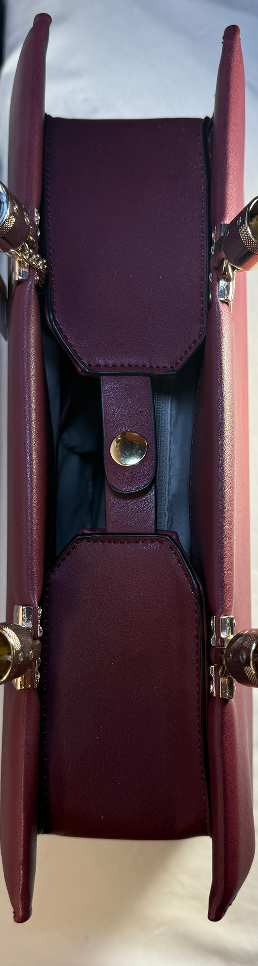 Dasein Medium Wine Satchel Wooden Bamboo Top Handle Handbag