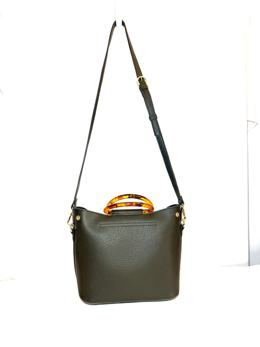 Katie Loxton London Olive Green Tote Bag with Tortoise Shell Handles