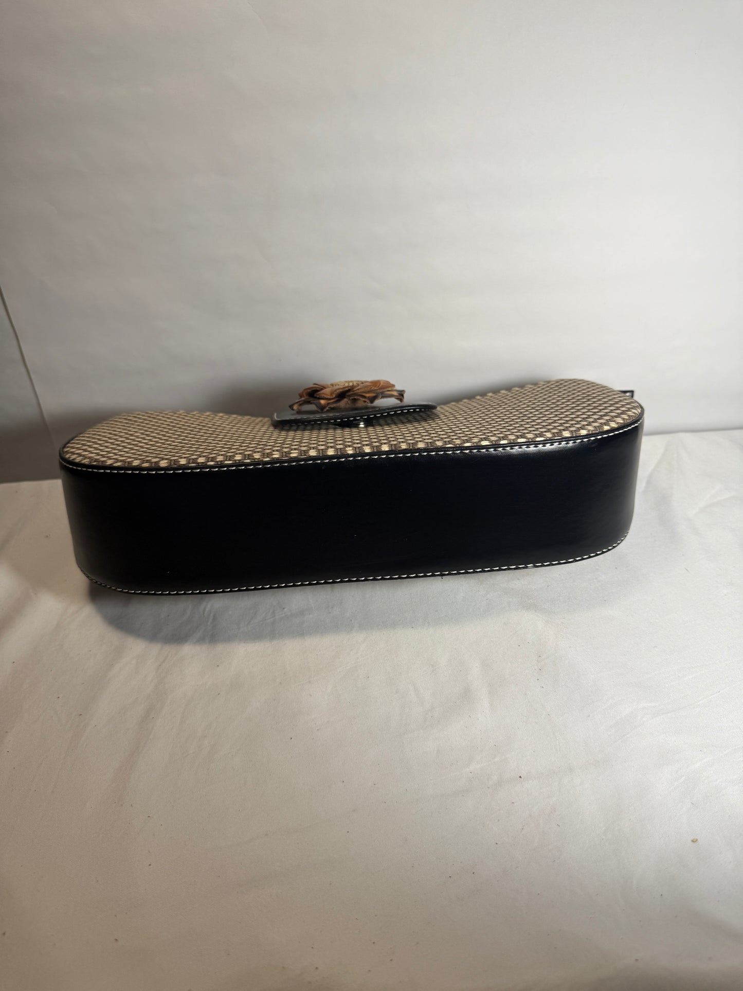 Pre-owned Y2K Purse Shoulder Bag Baguette Red Leather Flower Applique 90s 2000s