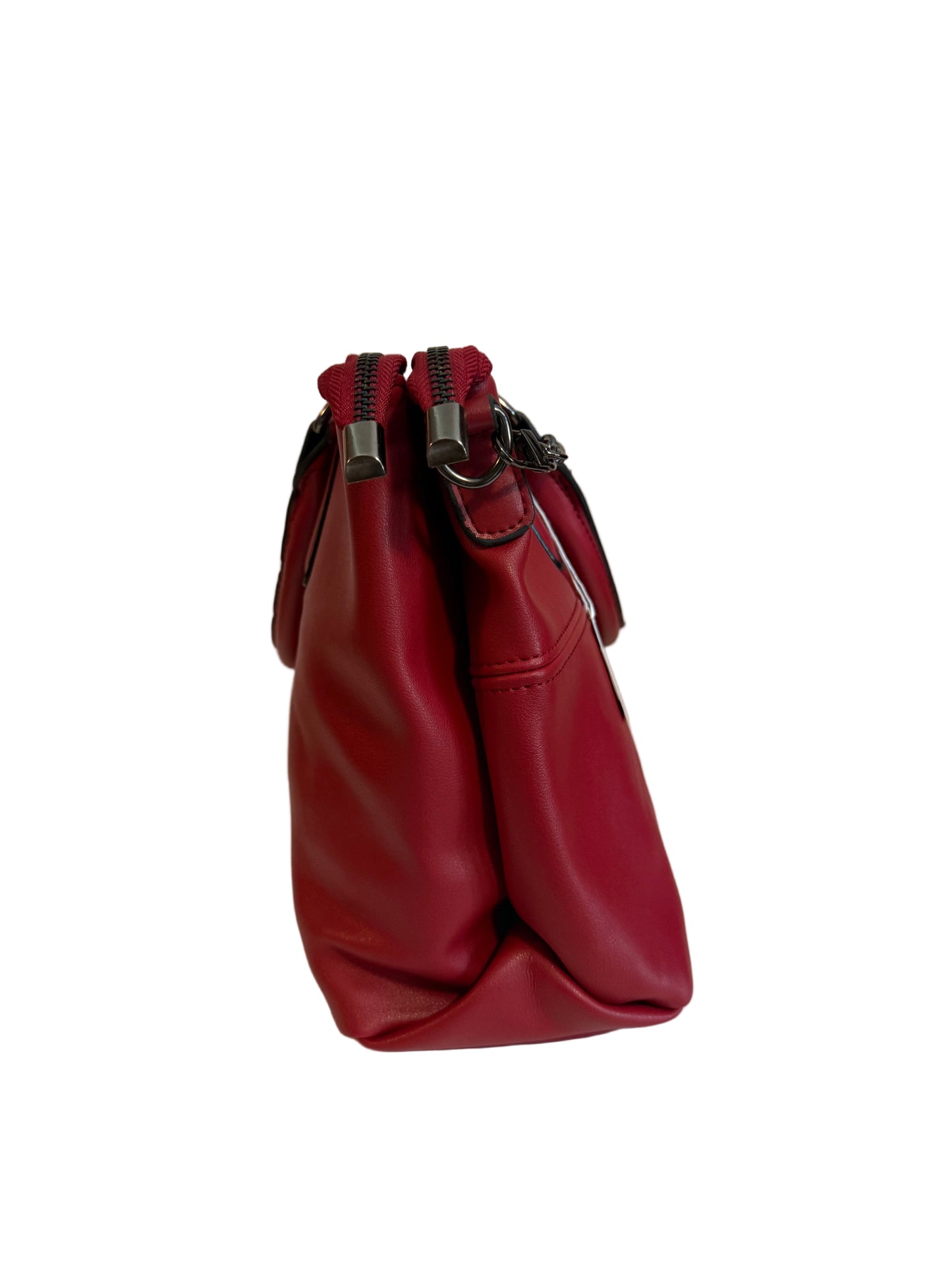 Genuine leather, red handbag, Removable Chain Strap, structured tote. Pre-owned.