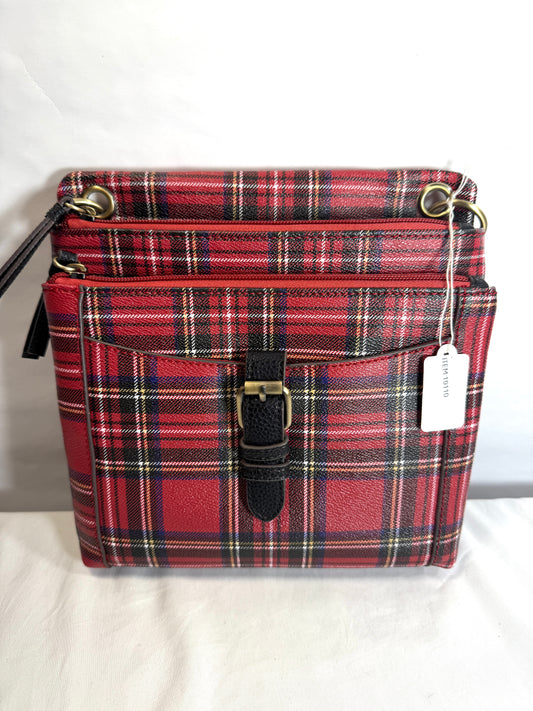 Y2K Plaid Crossbody Bag – Red, Black & White Vintage Style