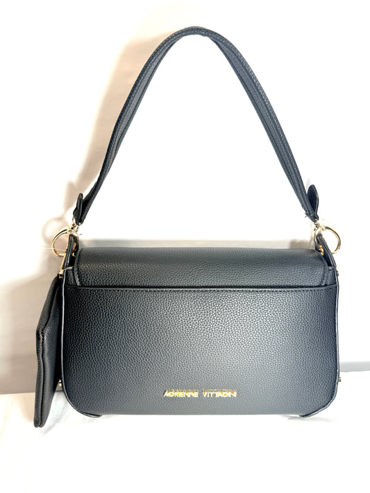 Women Brand Logo Hand Bag With Wallet, Black