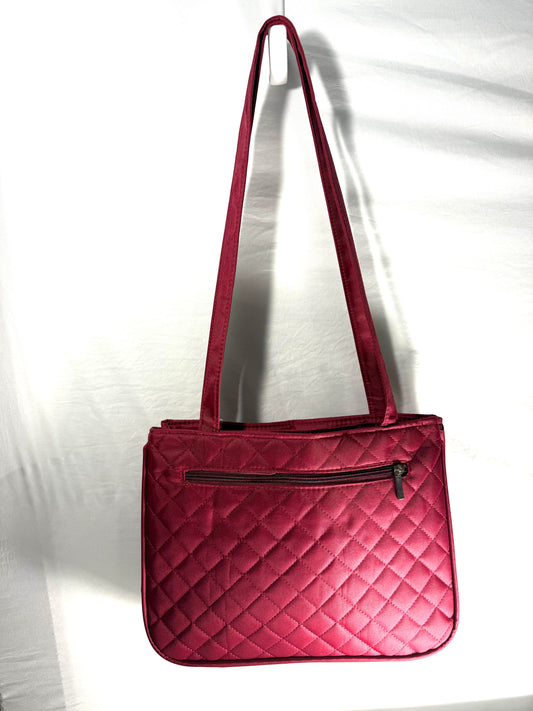 Microfiber Quilted Dark Red Hand Bag