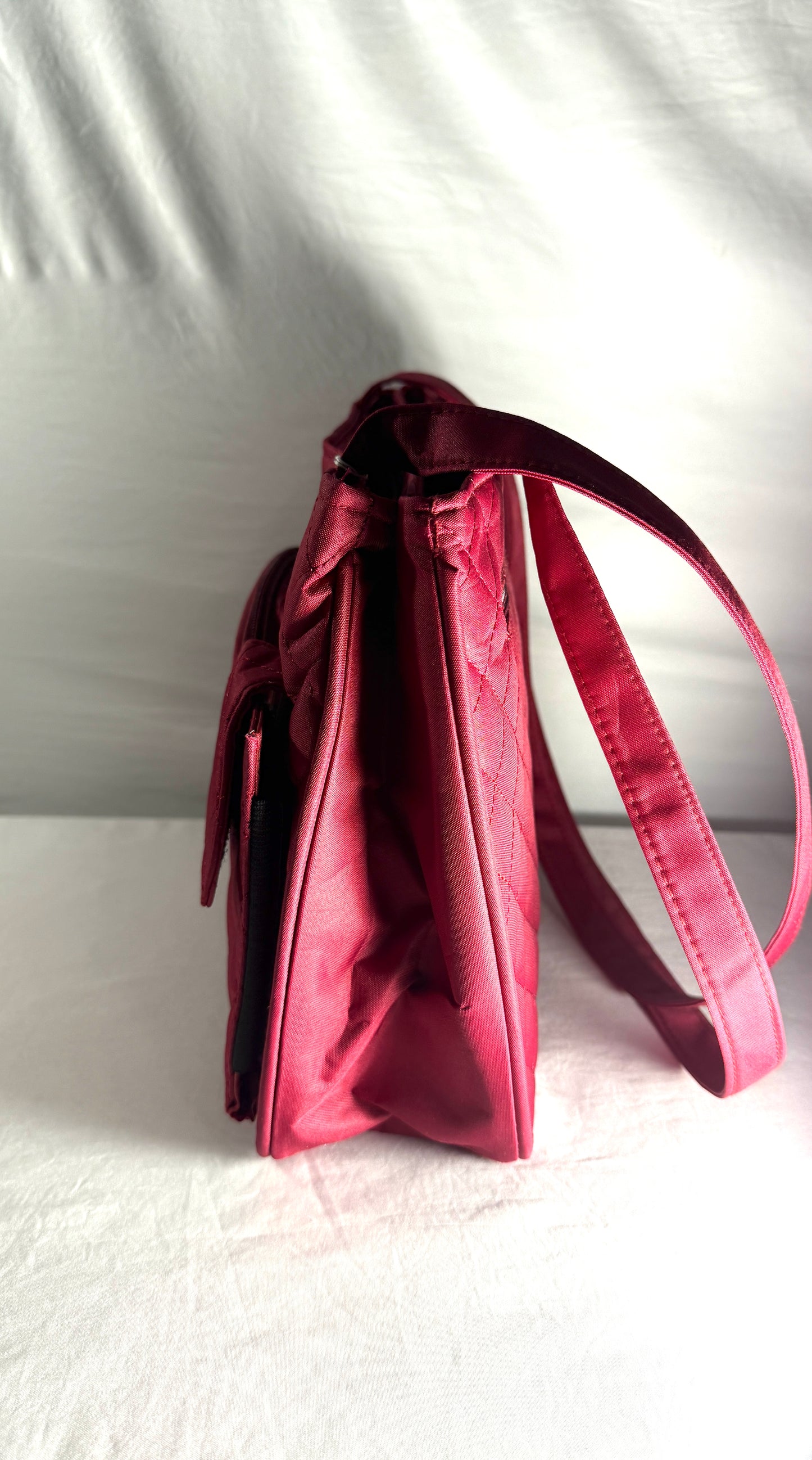 Microfiber Quilted Dark Red Hand Bag