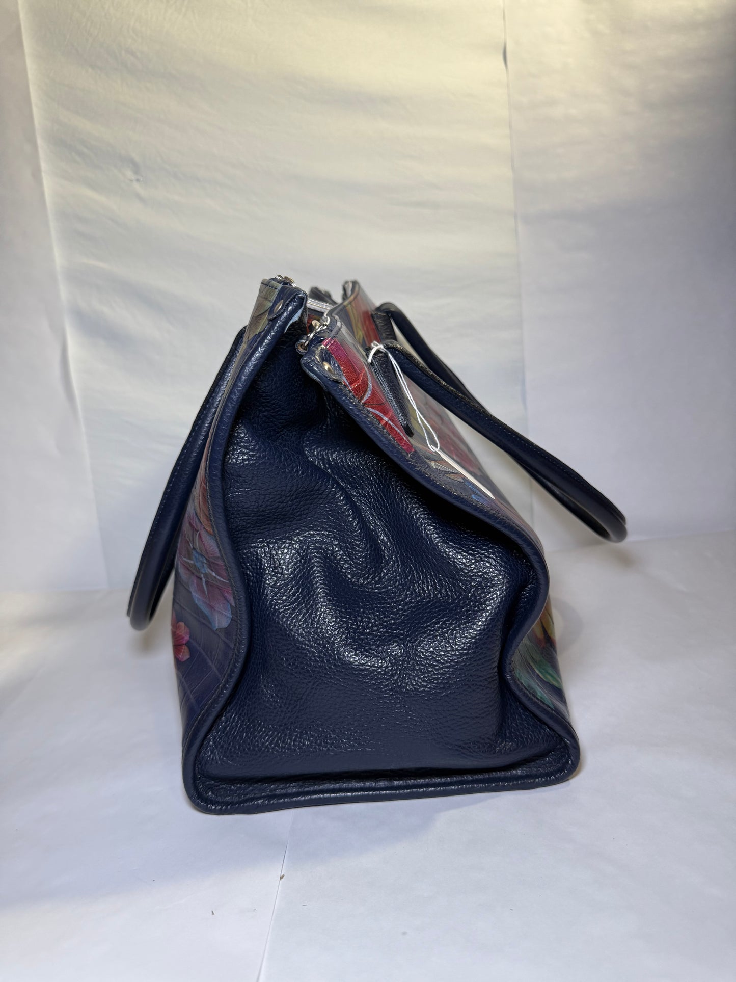 Claudia Firenze 100% Leather navy, floral tote