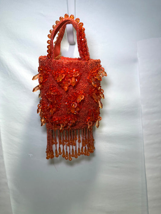 Cute Little Orange Beaded Bag