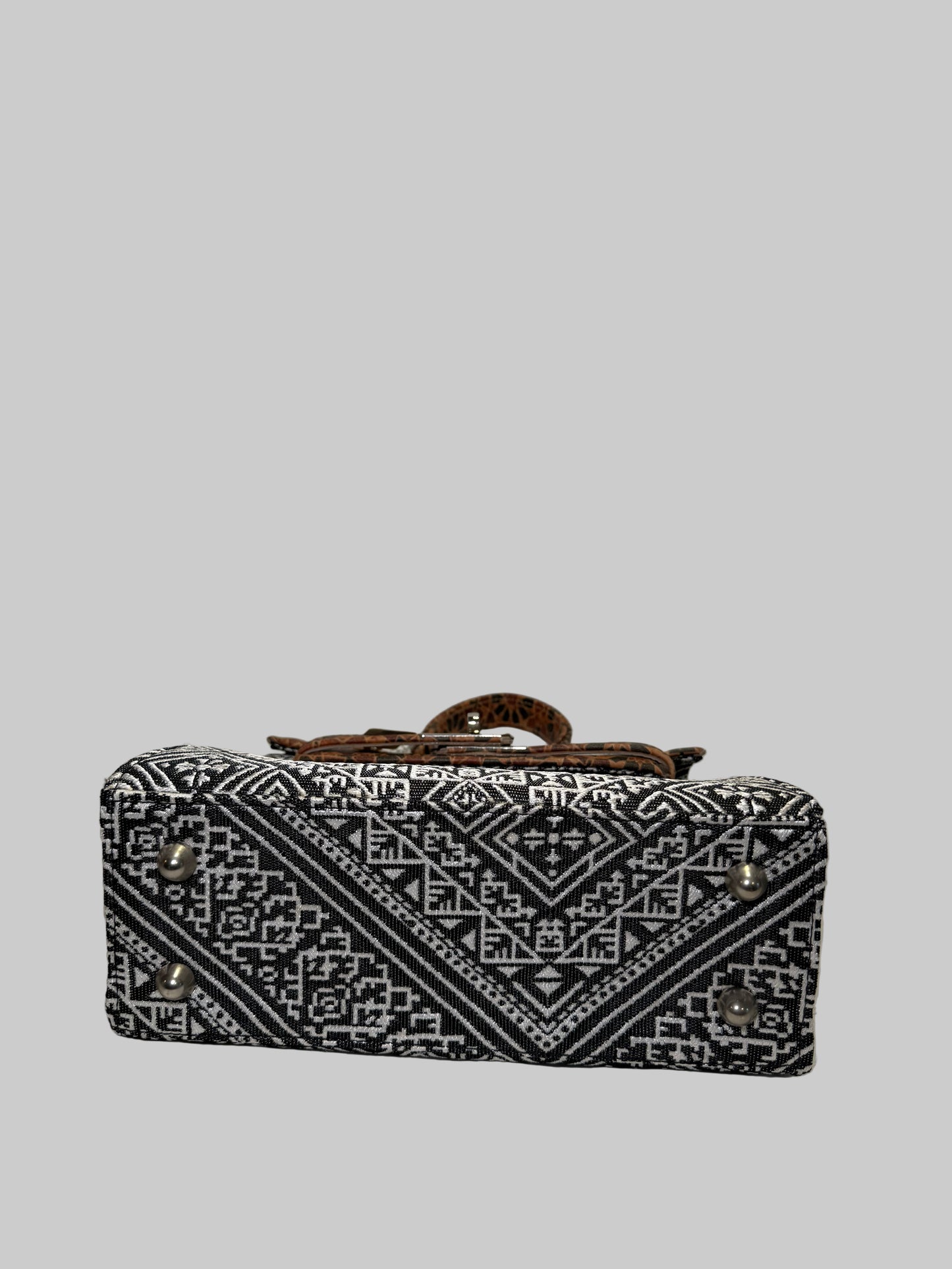Moroccan Tarz Ghorza Fabric and Leather Tote