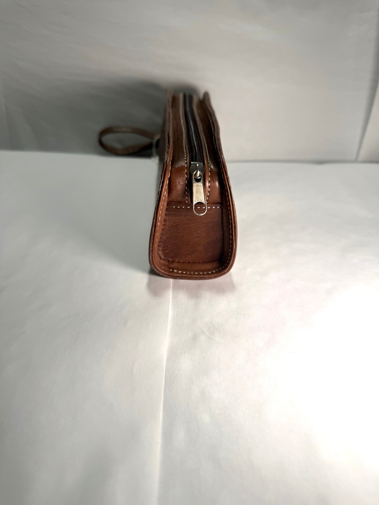 Medium Brown Leather pencil case/Make up bag