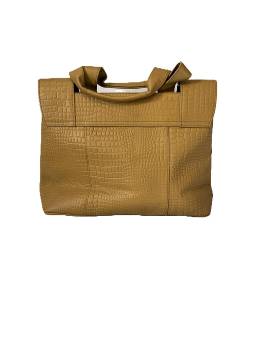 Tan Genuine Leather Croco Embossed Shoulder Bag