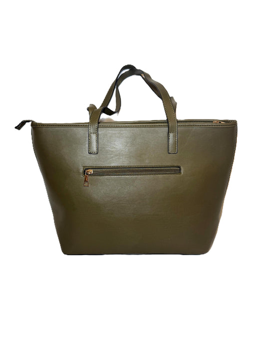 Olive Green Quilted Nylon Tote Bag