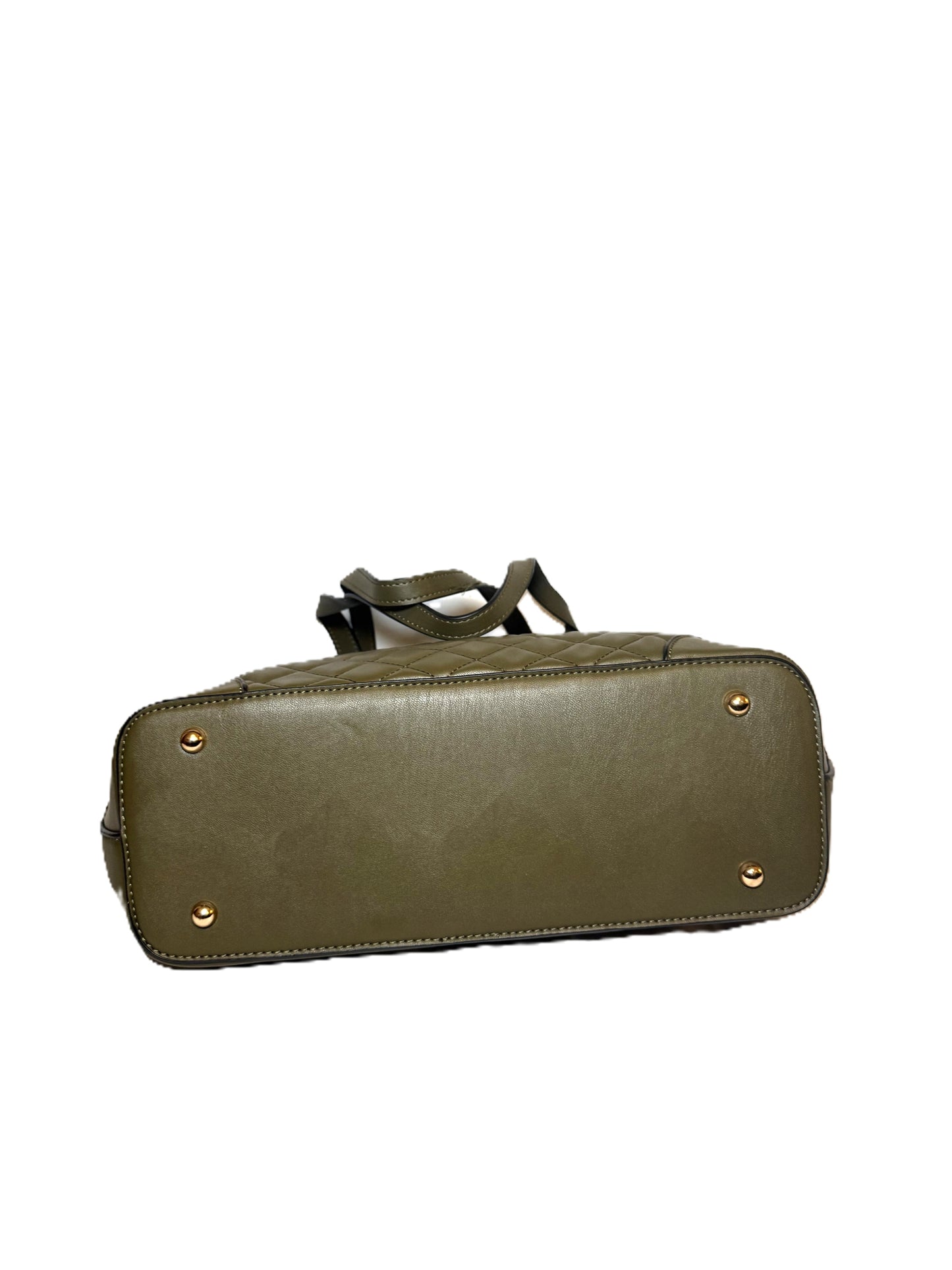Olive Green Quilted Nylon Tote Bag