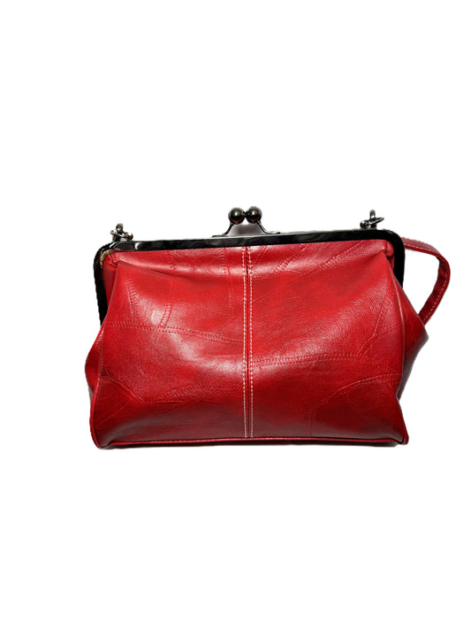 Kiss Lock Top Handle Satchel Purse