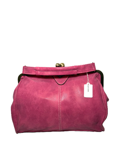 Kiss Lock Top Handle Pink Satchel Purse