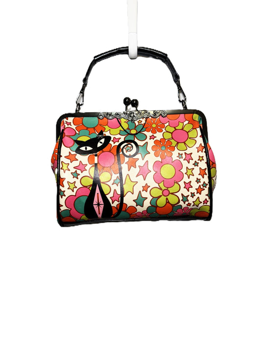 Groovy Atomic Cat Kiss Lock Crossbody Bag