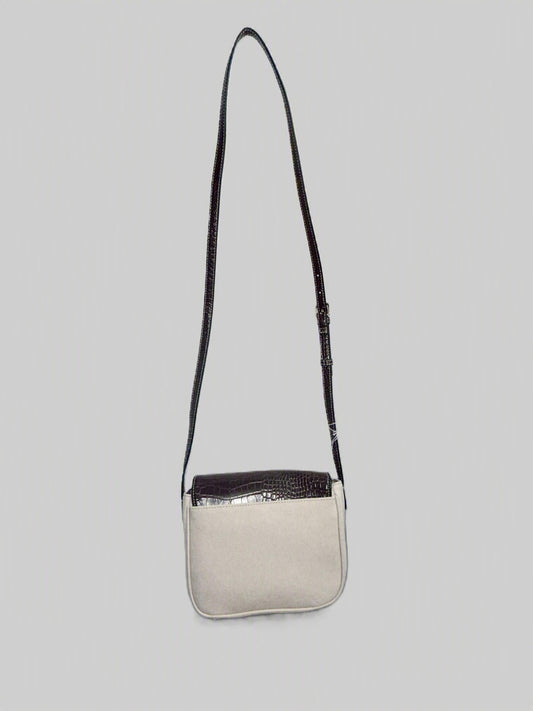 Beige and brown embossed Crossbody Handbag