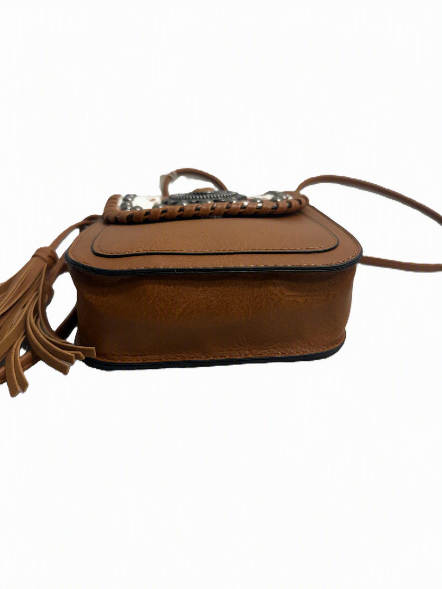 Leather Studded Brown Gunmetal Bag