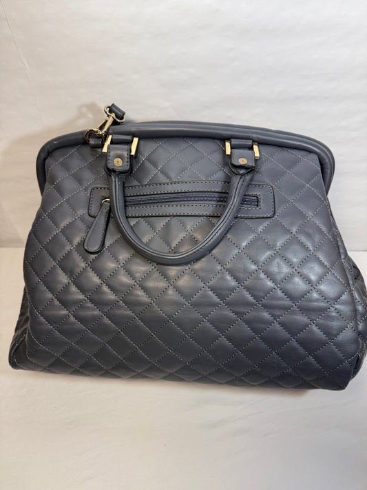 Pre-owned Large Gray Leather Duffle Bag Tote Quilted