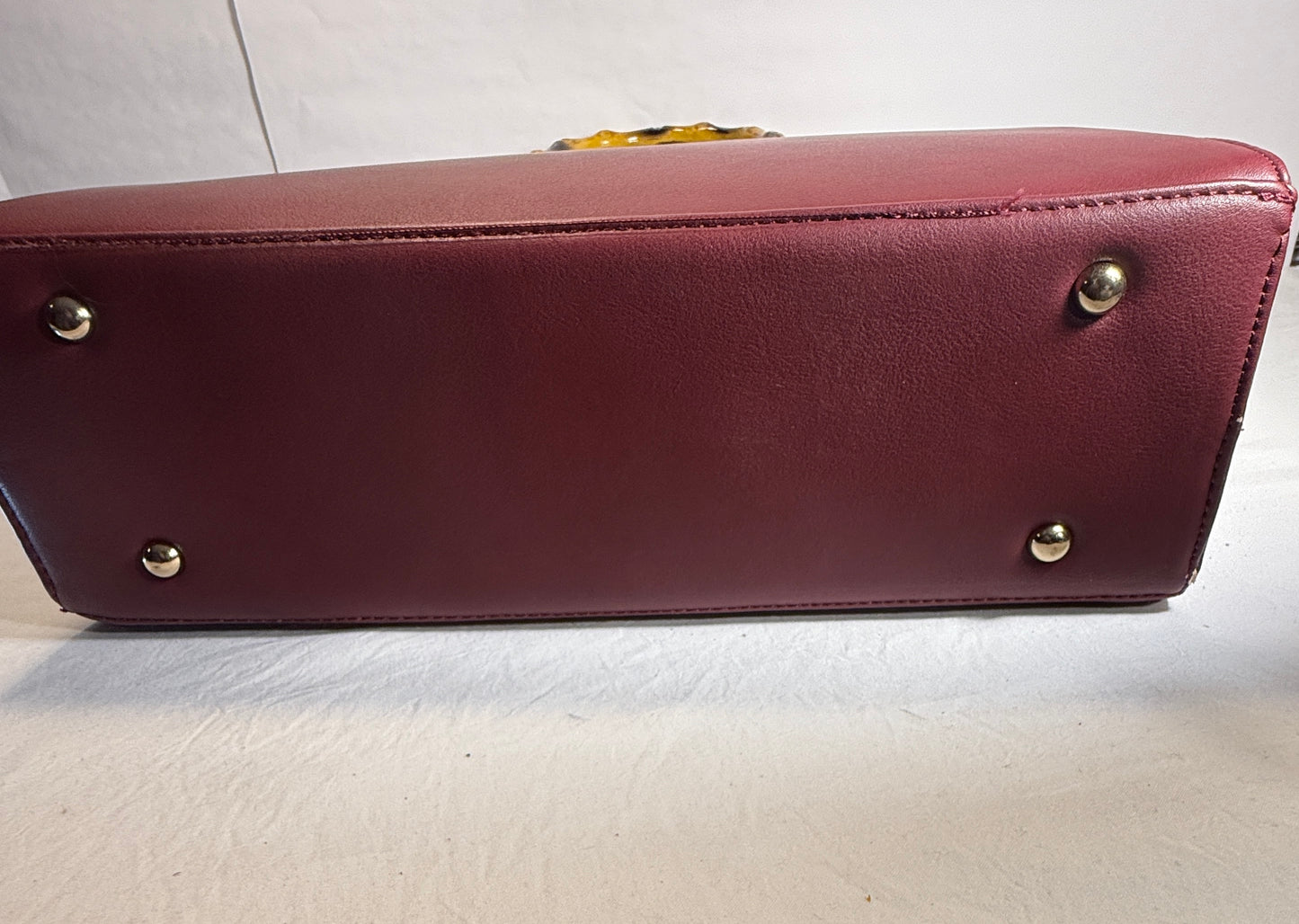 Dasein Medium Wine Satchel Wooden Bamboo Top Handle Handbag