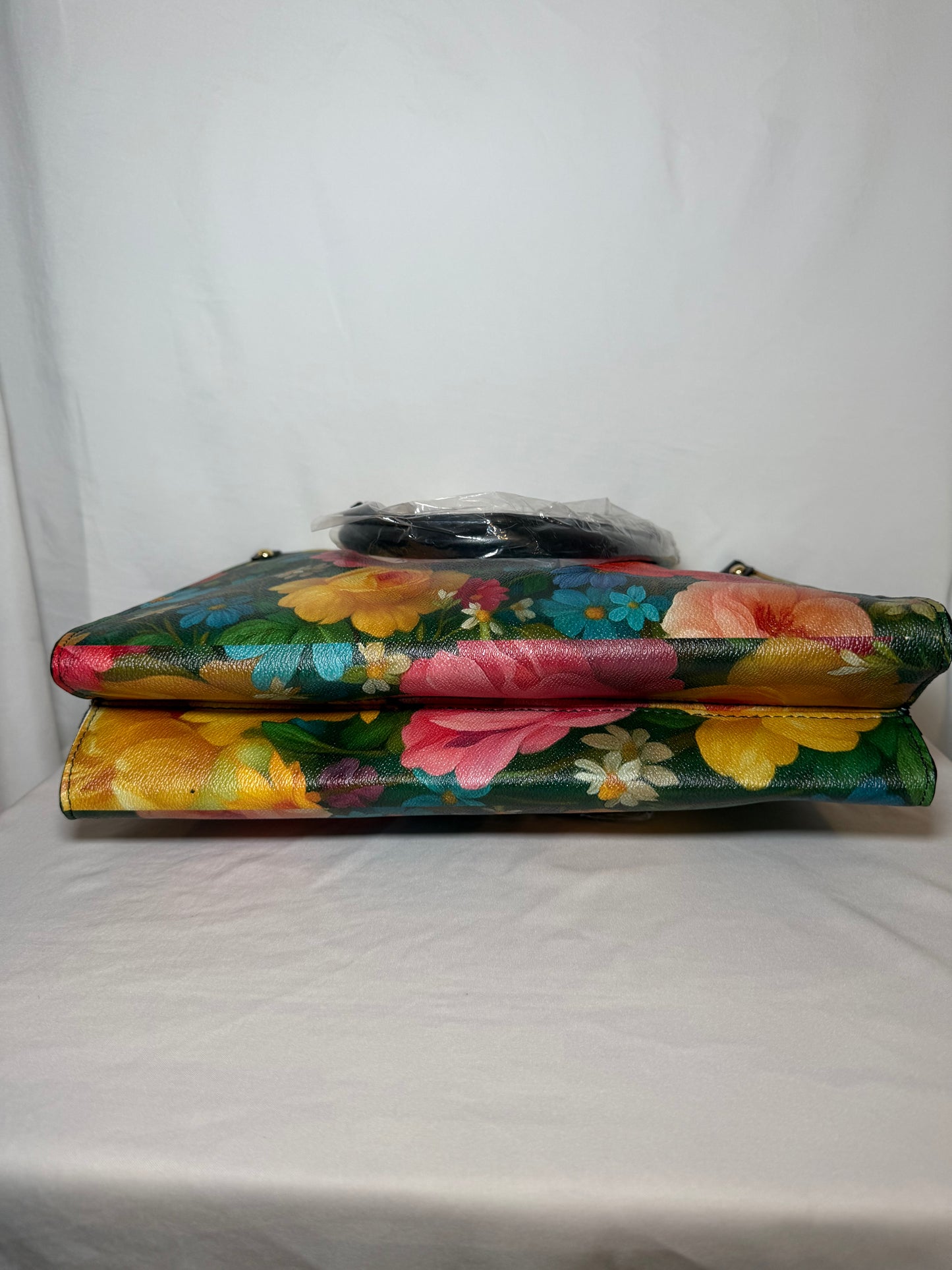 Floral Painted Leather Handbag. Beautiful Flower Leather Handbag