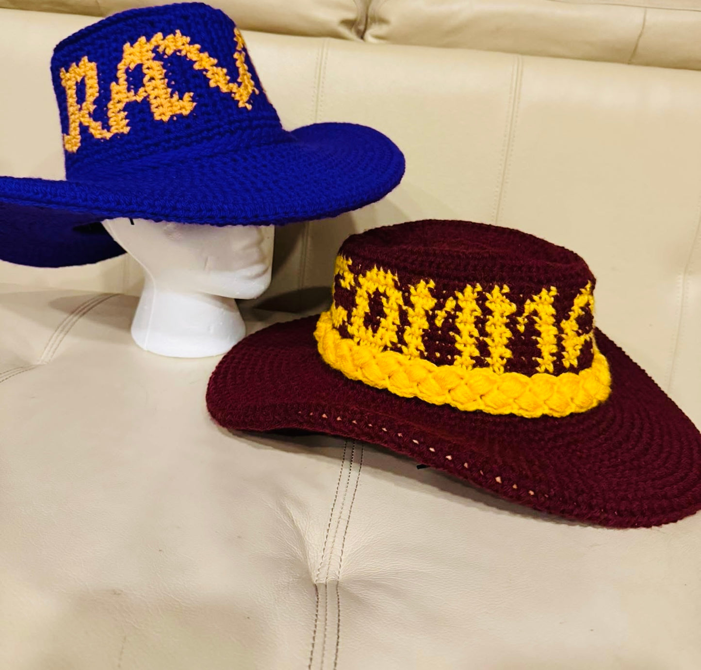 Handmade Cowboy Style Hats Visit FACEBOOK #ARKAYESSDESIGNZ or RECNEPS59R@GMAIL.COM