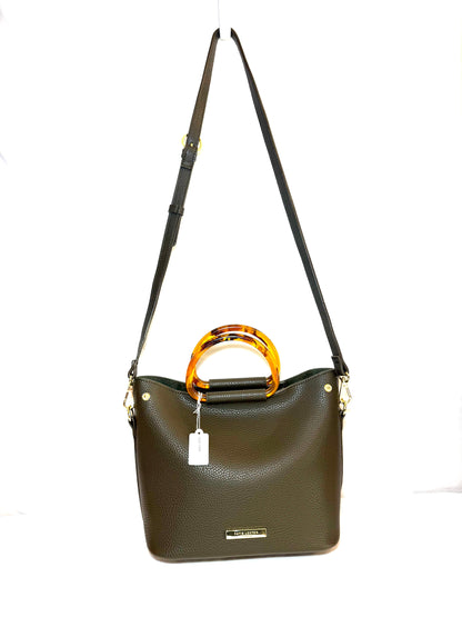 Katie Loxton London Olive Green Tote Bag with Tortoise Shell Handles