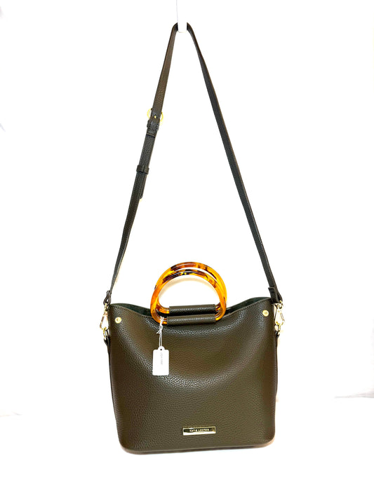 Katie Loxton London Olive Green Tote Bag with Tortoise Shell Handles
