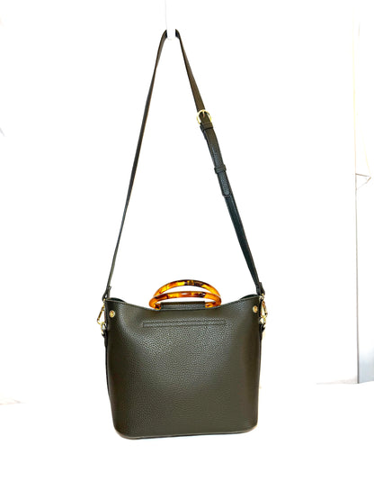Katie Loxton London Olive Green Tote Bag with Tortoise Shell Handles