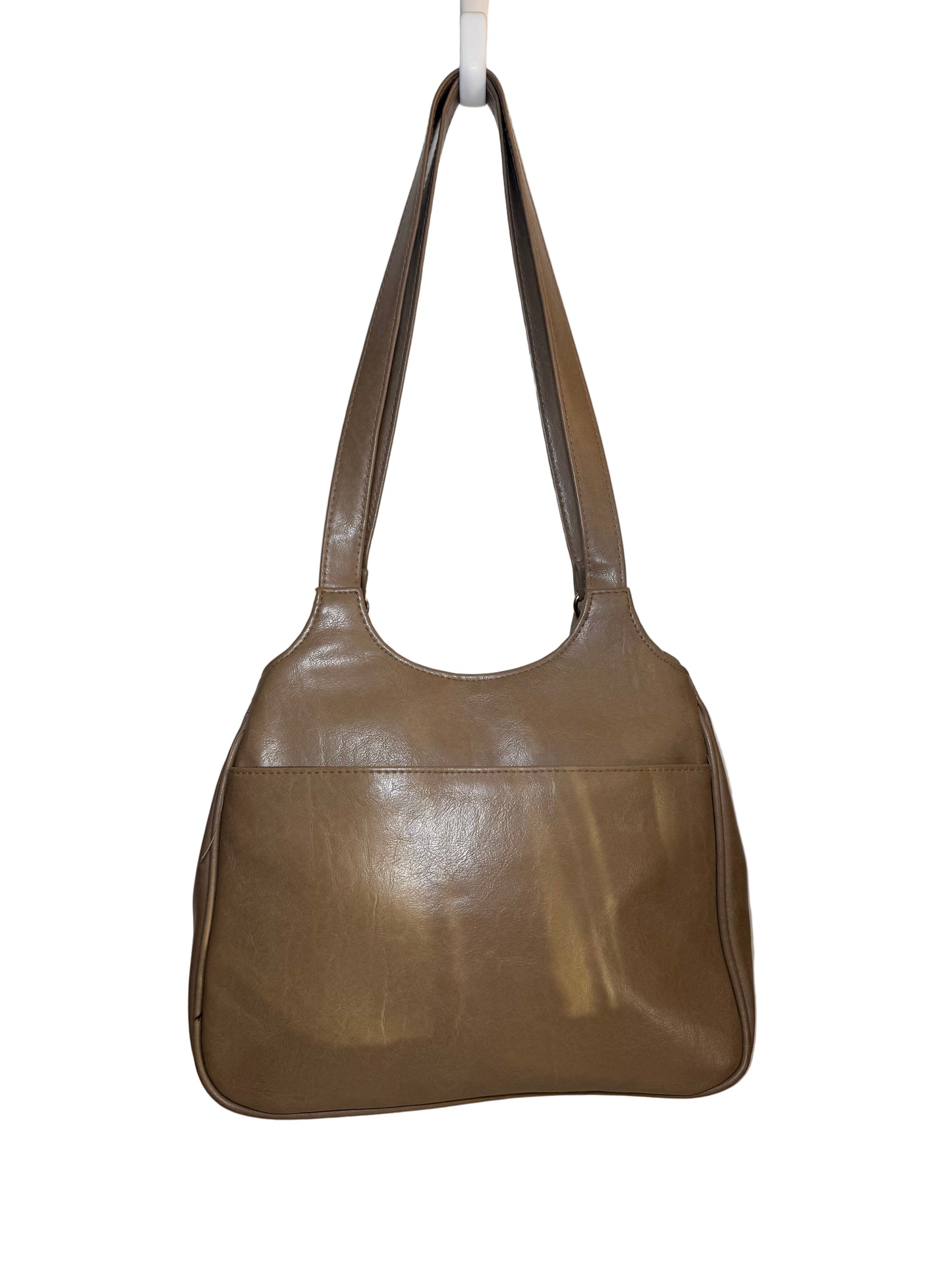 Organizer Purse Handbag Pockets Large Taupe Wallet Dual Strap Shoulder Satchel