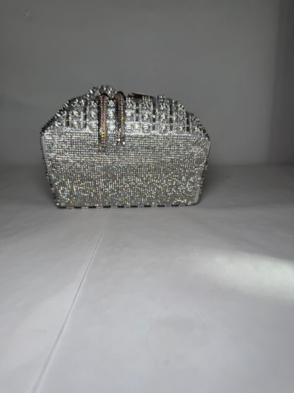 Silver Glitter Evening Bag Clutch Purse