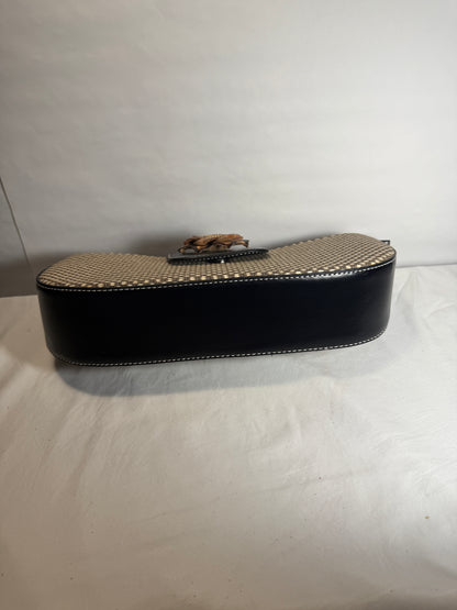 Pre-owned Y2K Purse Shoulder Bag Baguette Red Leather Flower Applique 90s 2000s