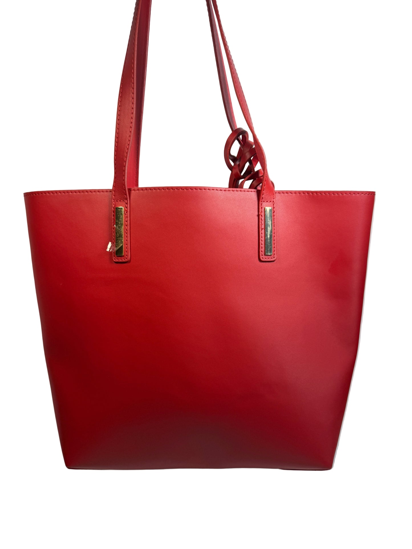 Joy & Iman Red & Gold Tone Smooth Leather Purse Large Tote w Pockets Coinpurse