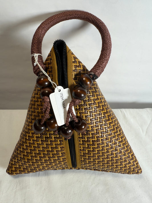 Handcrafted Bamboo and wood purse, handmade handbag.