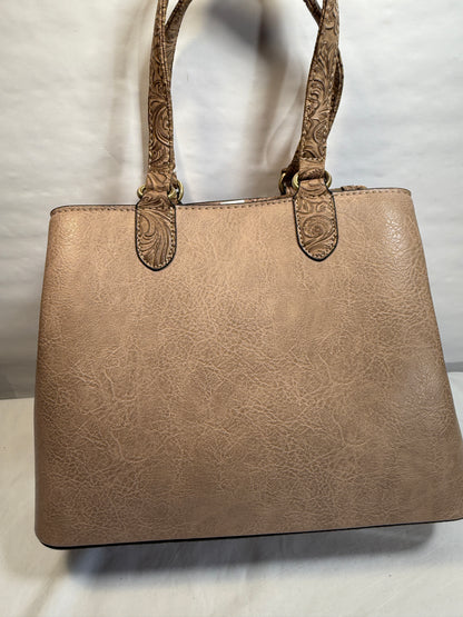 Vegan Leather Satchel Tote Bag w/Tassle.