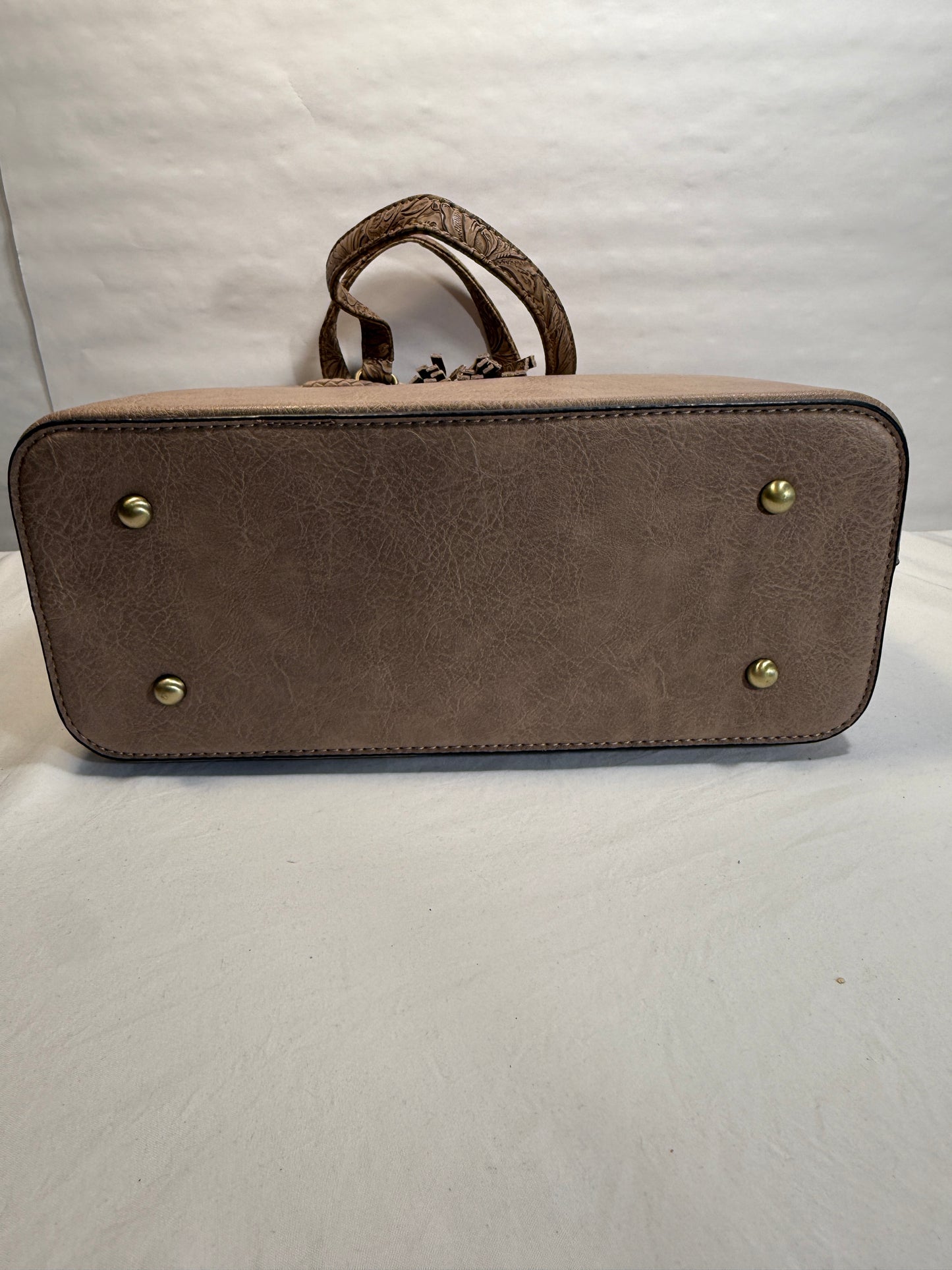 Vegan Leather Satchel Tote Bag w/Tassle.