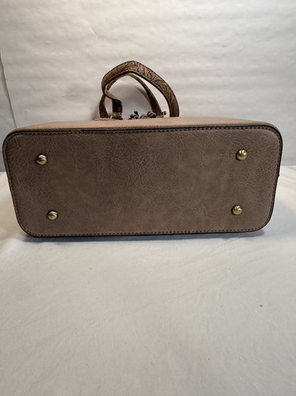 Vegan Leather Satchel Tote Bag w/Tassle.