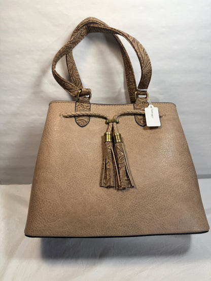 Vegan Leather Satchel Tote Bag w/Tassle.