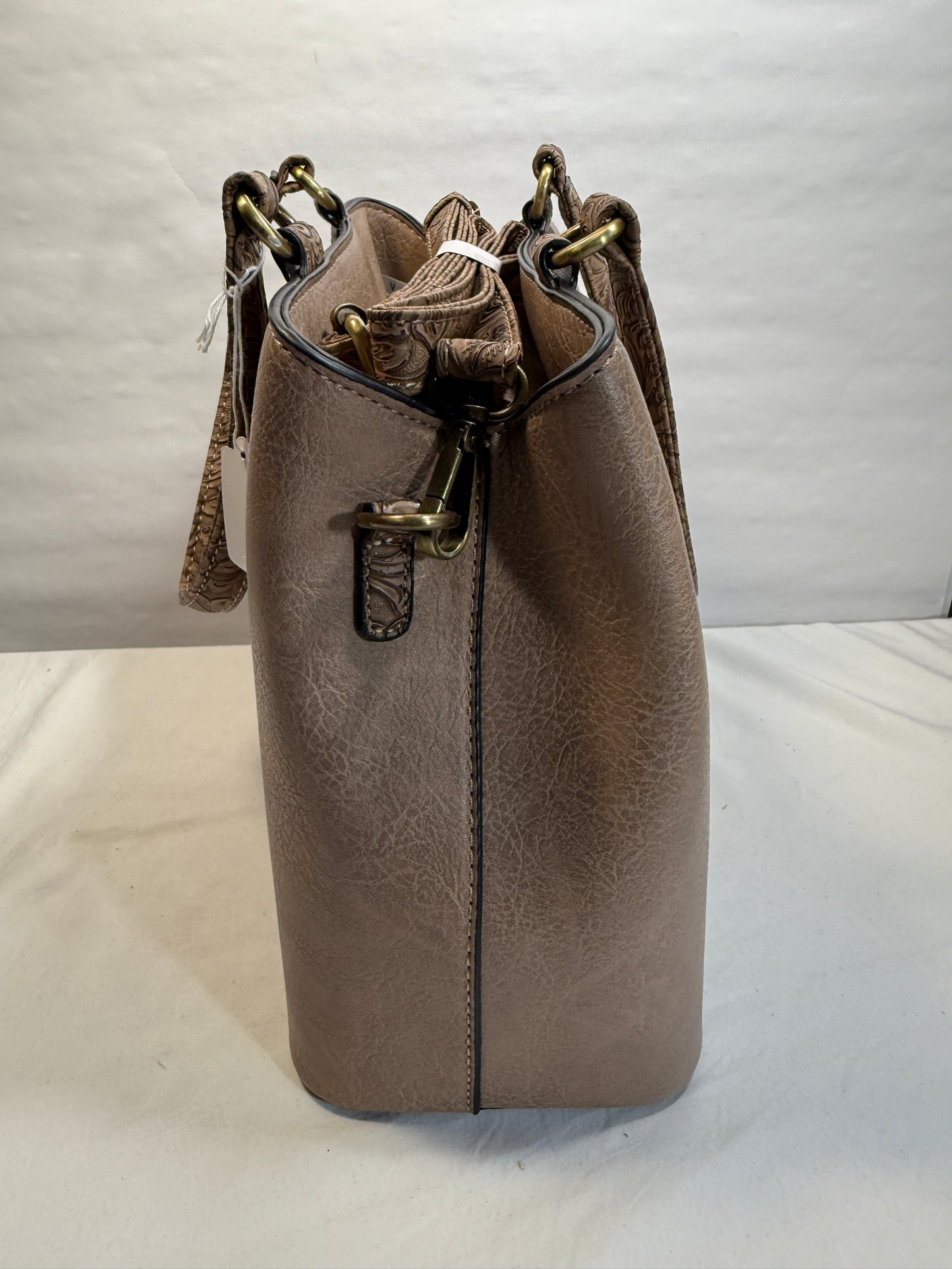 Vegan Leather Satchel Tote Bag w/Tassle.