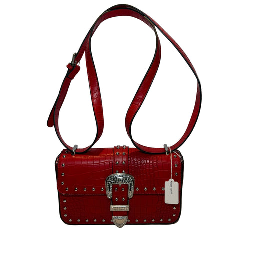 Croc Silver Studded Red Crossbody Adjustable Shoulder Strap Bag