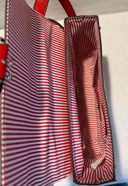 Croc Silver Studded Red Crossbody Adjustable Shoulder Strap Bag