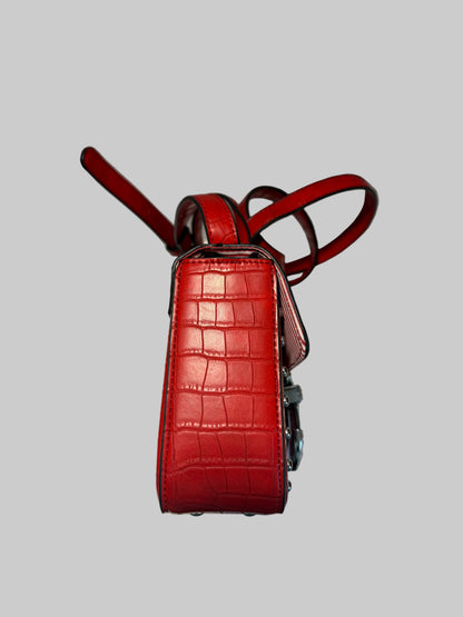 Croc Silver Studded Red Crossbody Adjustable Shoulder Strap Bag