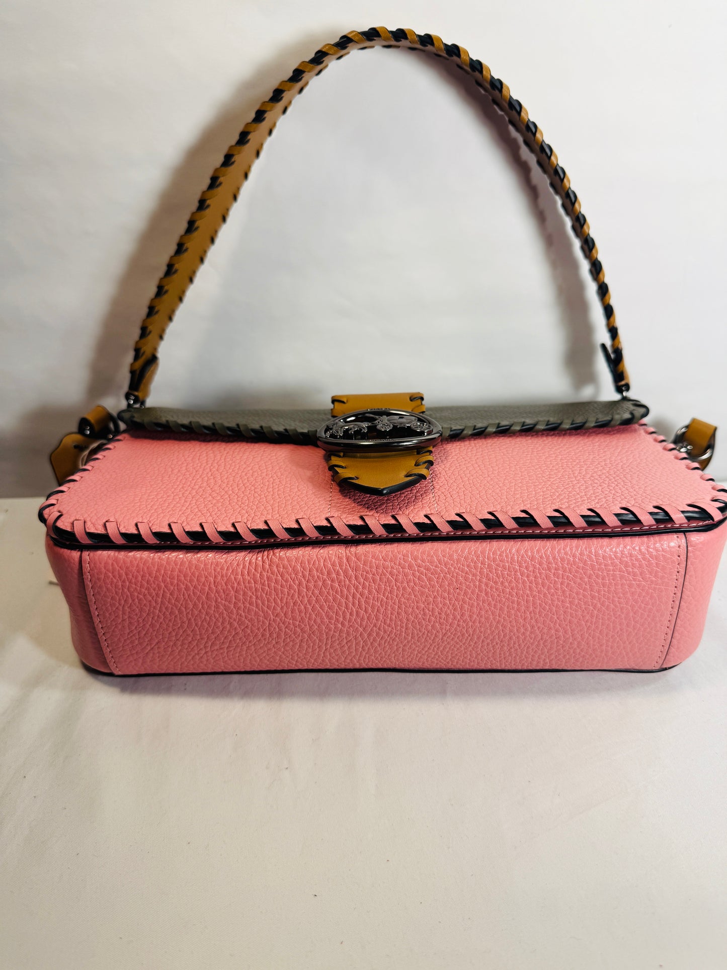 Georgie Coach Crossbody Bag In Color block With Whipstitch