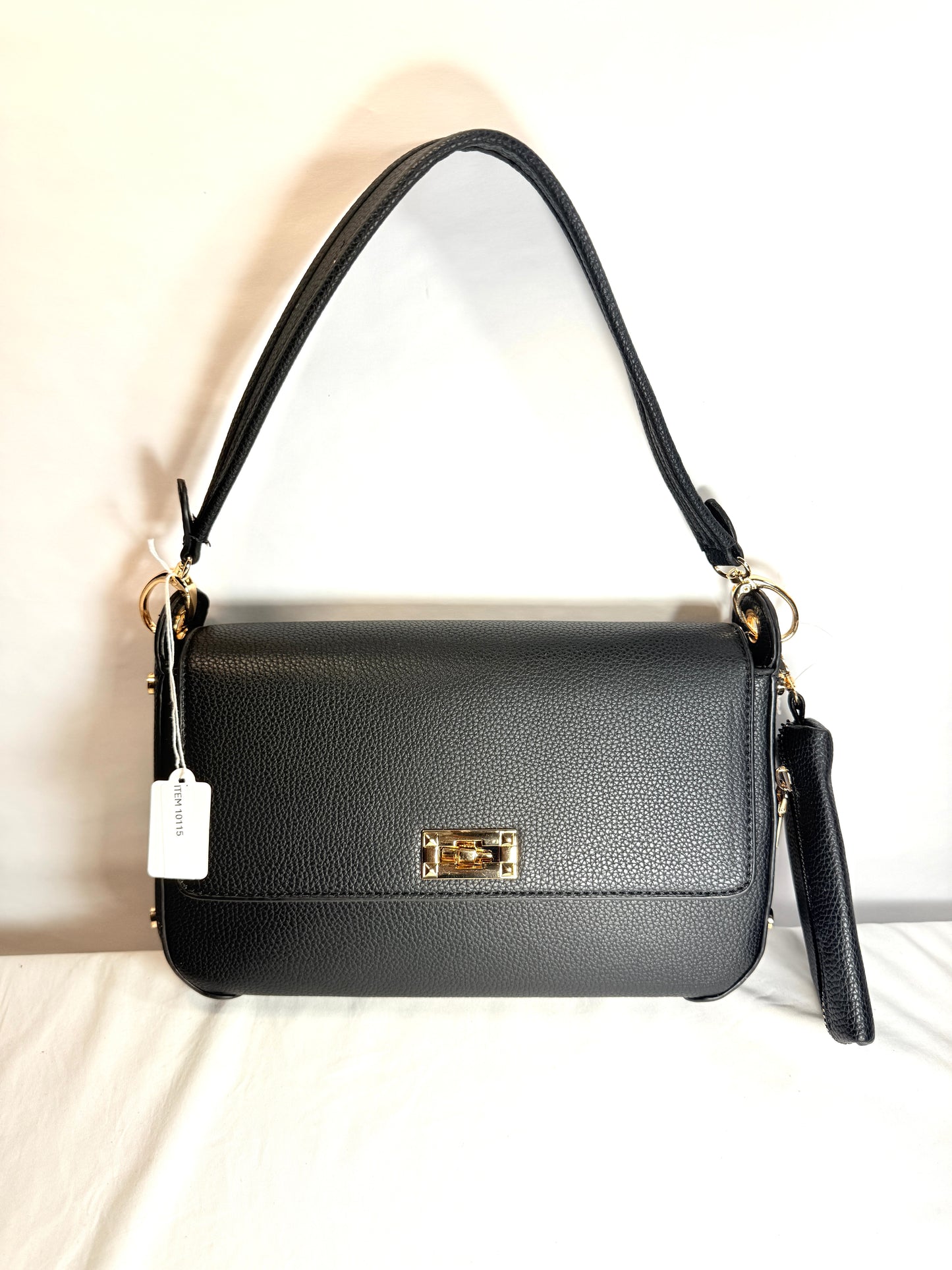 Women Brand Logo Hand Bag With Wallet, Black