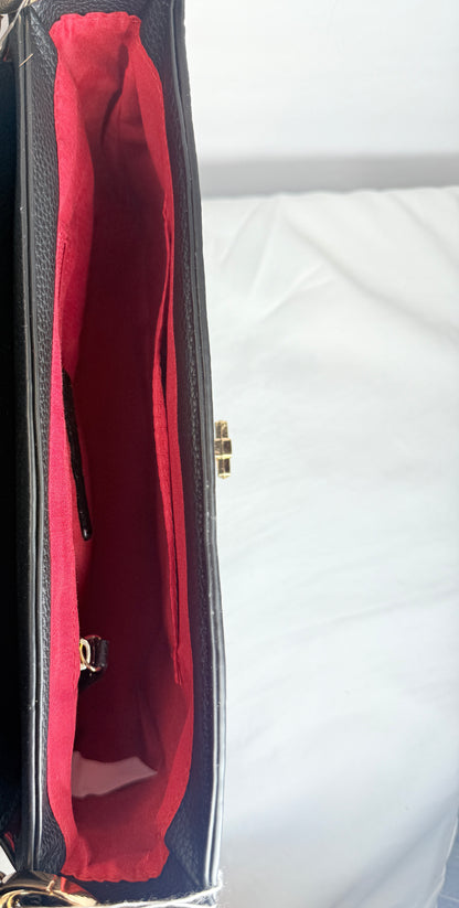 Women Brand Logo Hand Bag With Wallet, Black