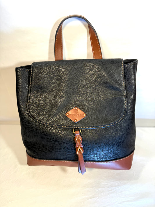 St John’s Bay Faux Leather Backpack purse. Rich black with brown outline