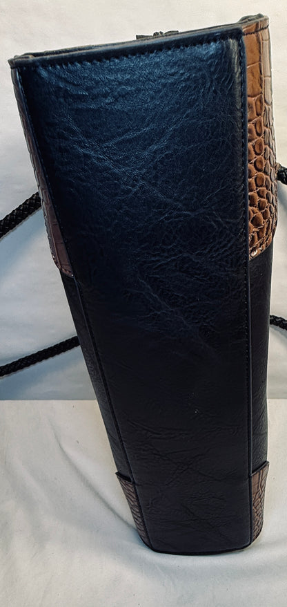 Bueno Large Black Faux Leather Shoulder/Tote Bag w/Braided Straps..