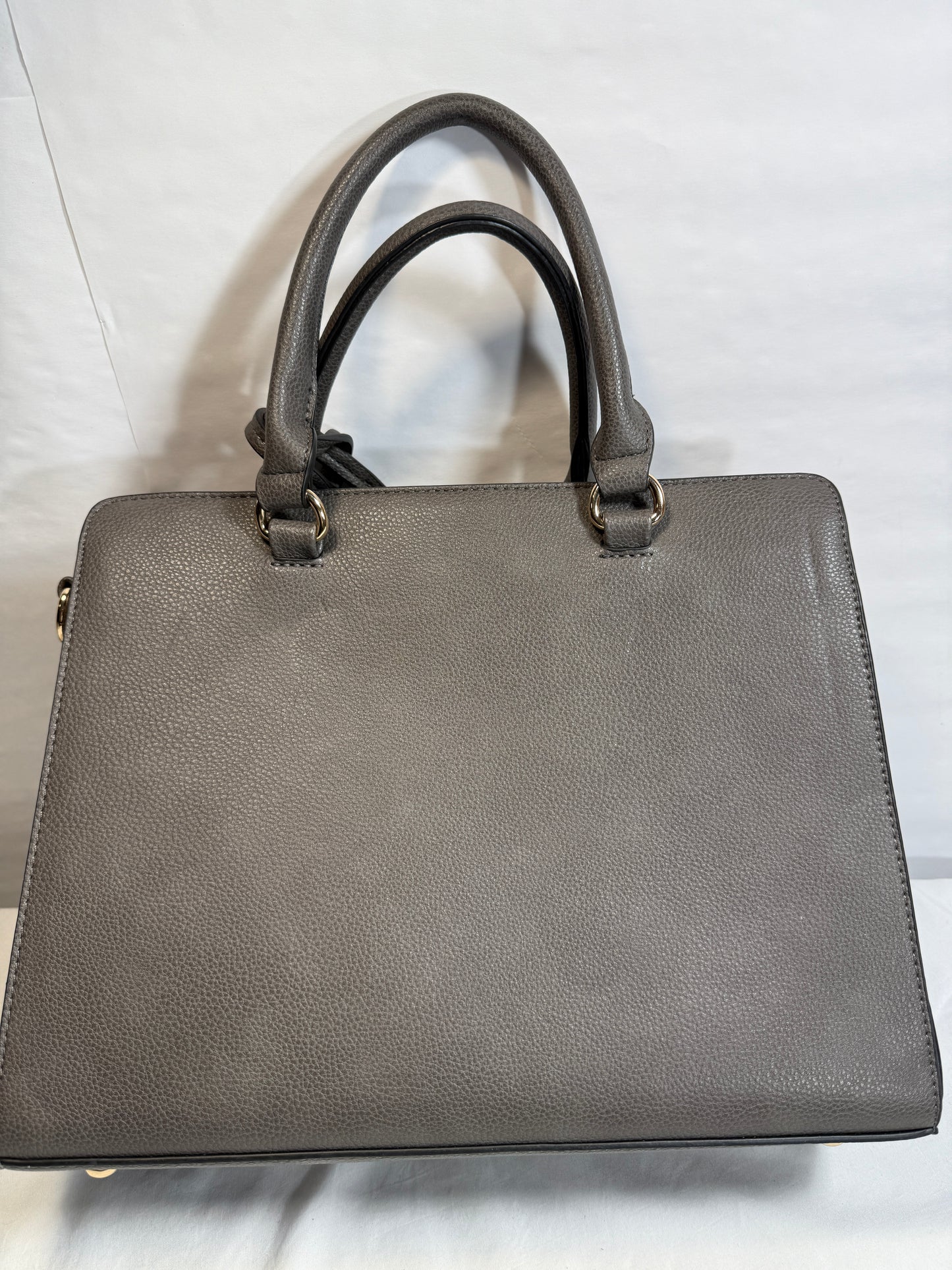 Gray Medium Satchel Top Handle Tote. Work Handbag with Matching Clutch.