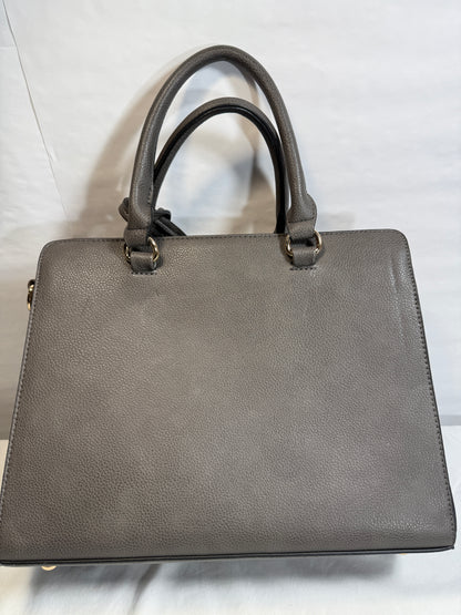 Gray Medium Satchel Top Handle Tote. Work Handbag with Matching Clutch.