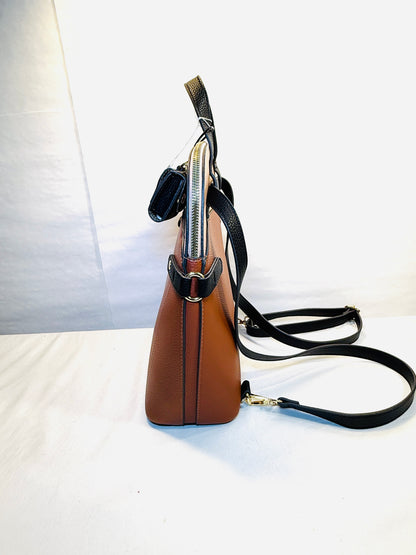 Slim Brown Tones Multi-Color BackpackBag w/Black Straps and Change Purse.