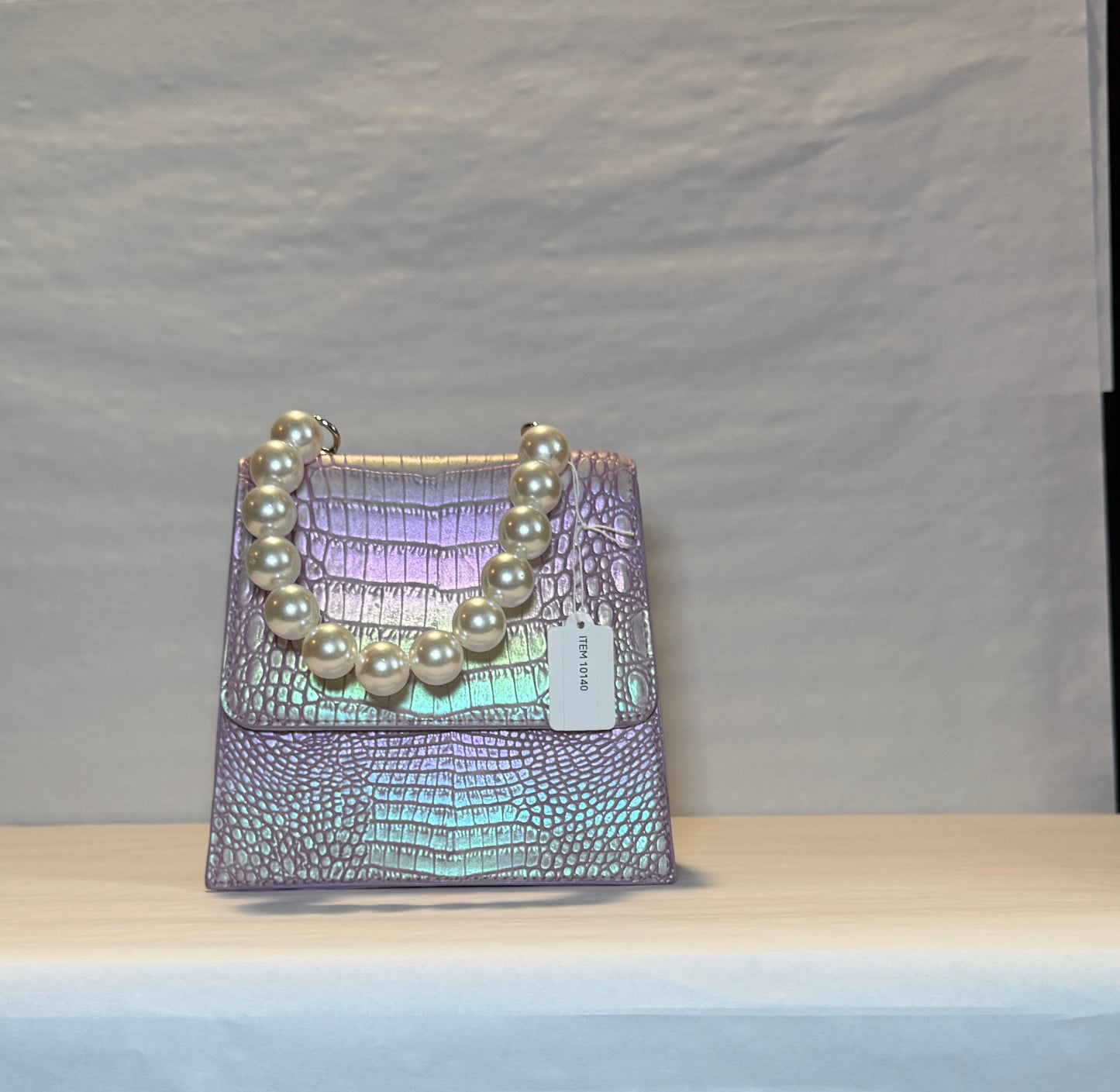 Sparkling Pearl Handle Crossbody Bag 