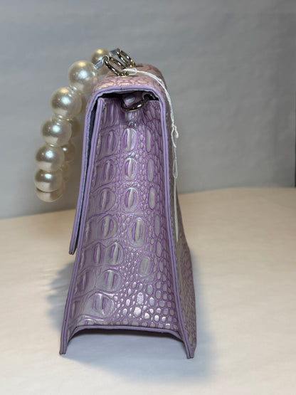 Sparkling Pearl Handle Crossbody Bag 